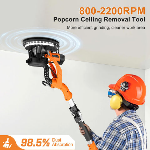 Protmex 360-degree LED light brightens dark corners for precise sanding.