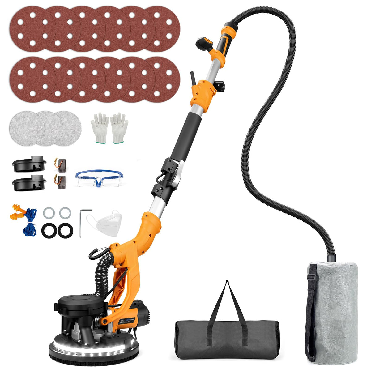 Protmex drywall sander with dust-free operation for a cleaner workspace.