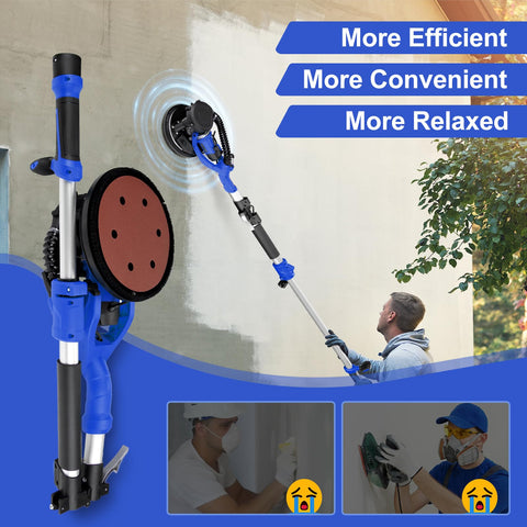 Extendable pole on Protmex sander reaches high ceilings