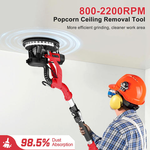 Protmex sander illuminated by integrated LED light in dark corner