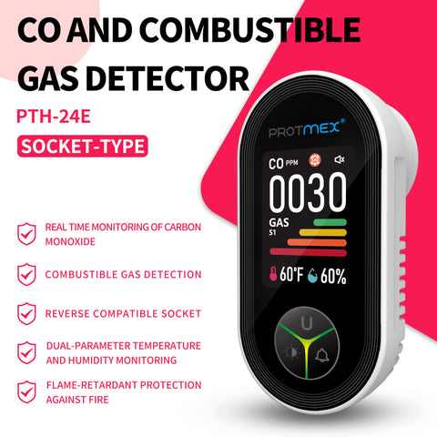 Protmex gas detector with dual sensors offers fast alerts for safer home environments.