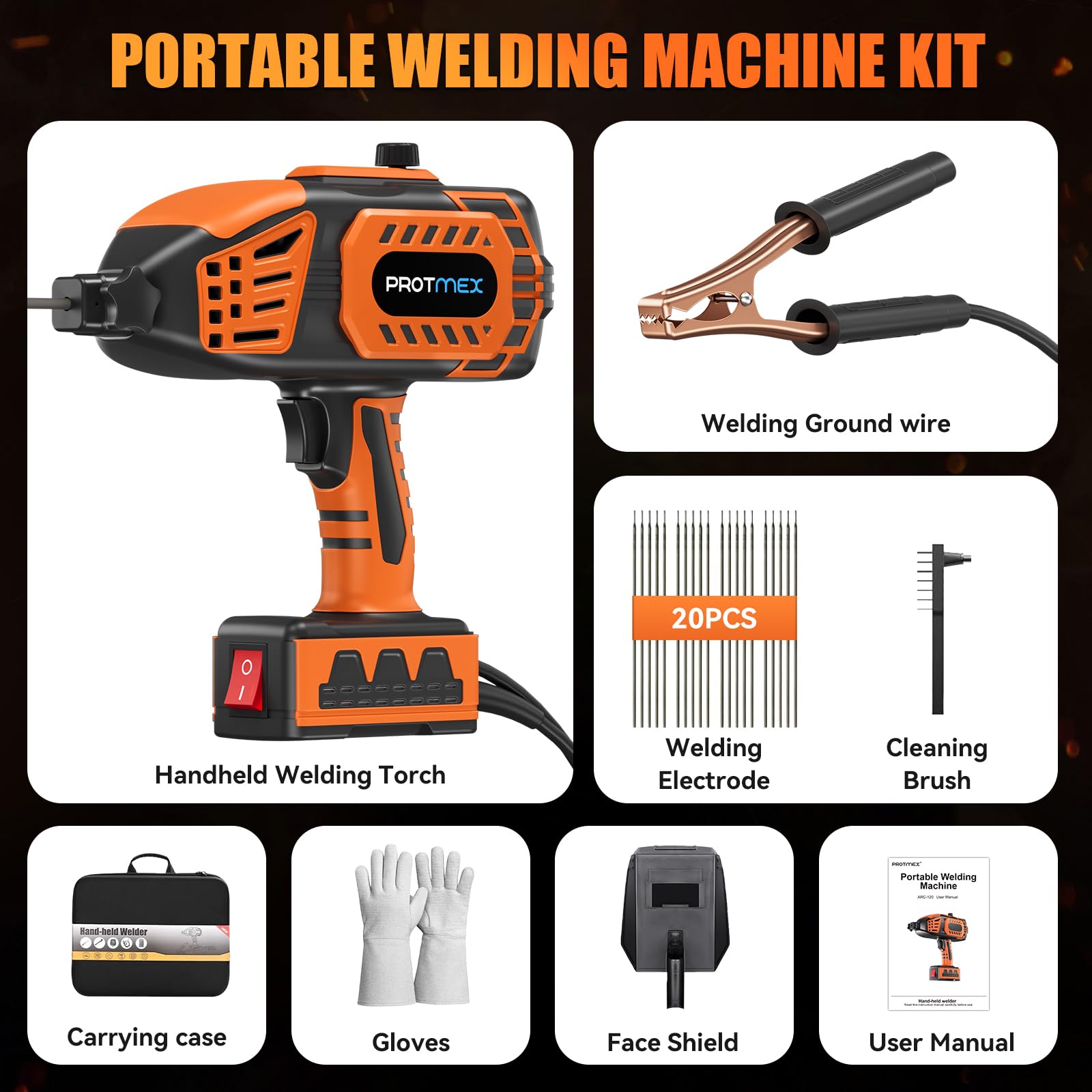 Protmex included accessories carry bag ready to weld out of box.