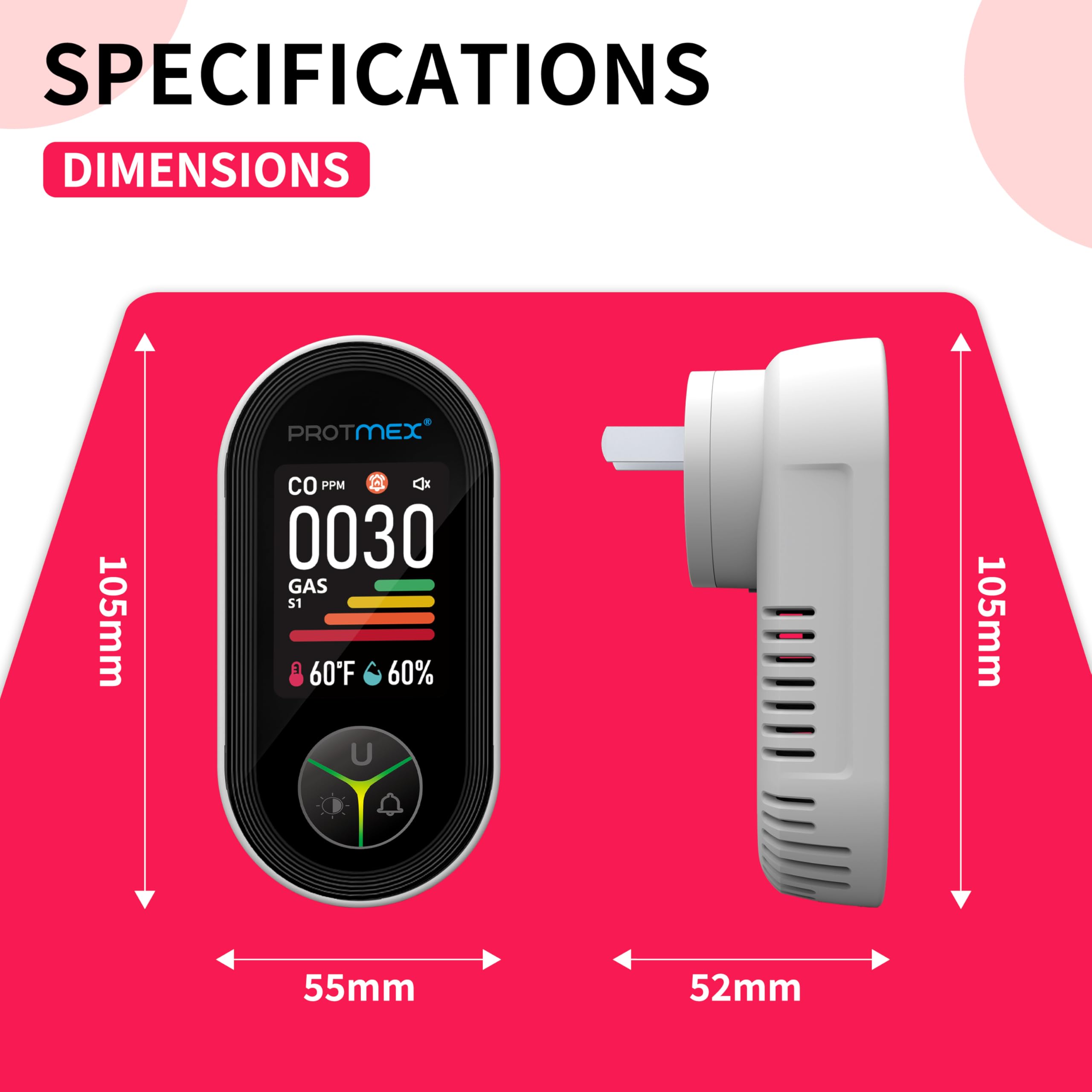 Protmex plug-in detector is quick to set up in kitchens or bedrooms.