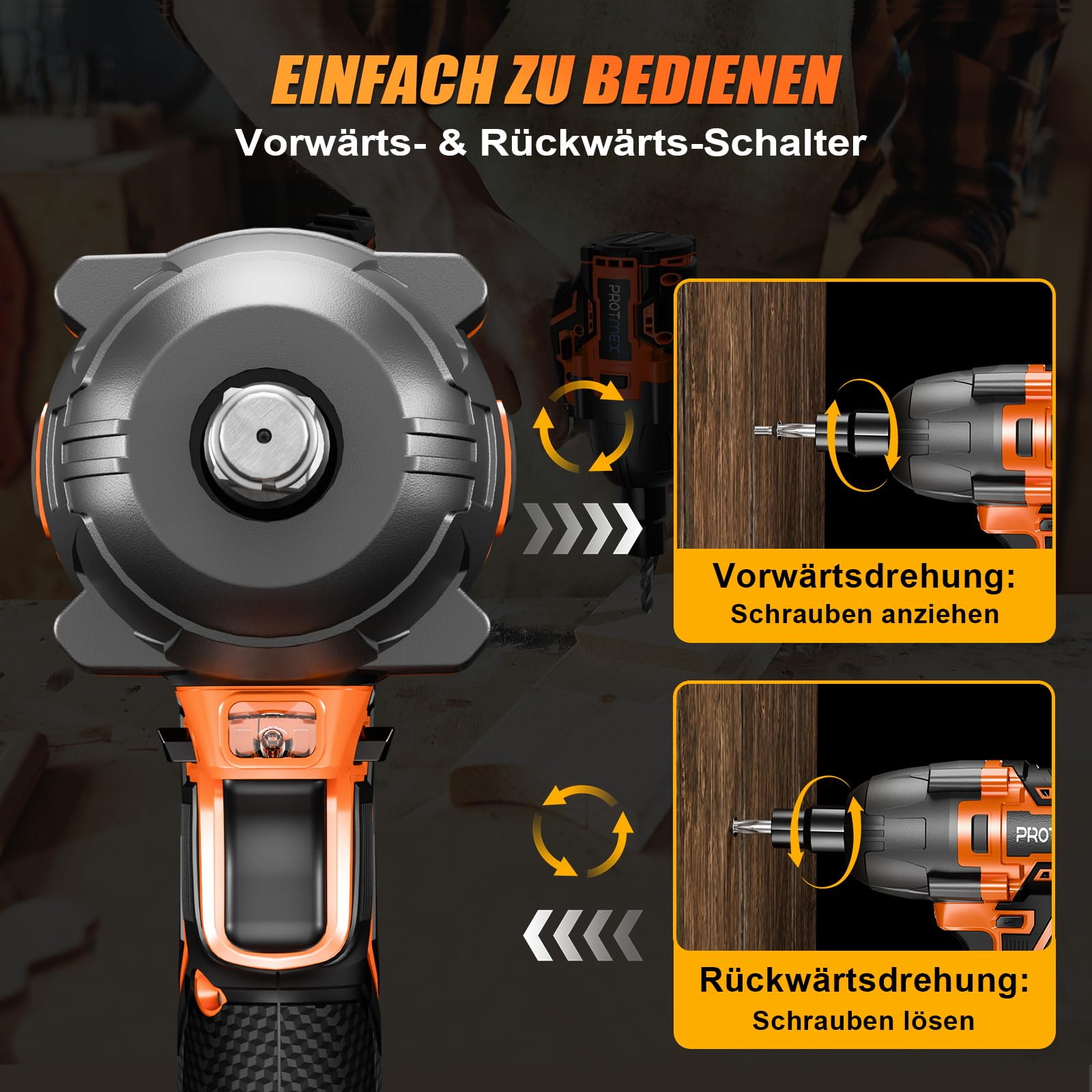 Protmex two-way brake system helps prevent loose fasteners from flying away.
