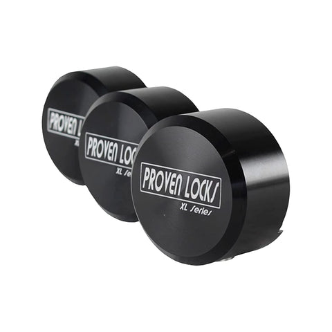 Proven Industries Model 400XL puck lock front view, rugged design for secure trailer doors