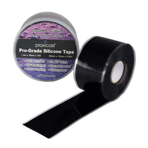 Proxicast Pro-Grade tape sealing an outdoor coax connection for weatherproof protection.