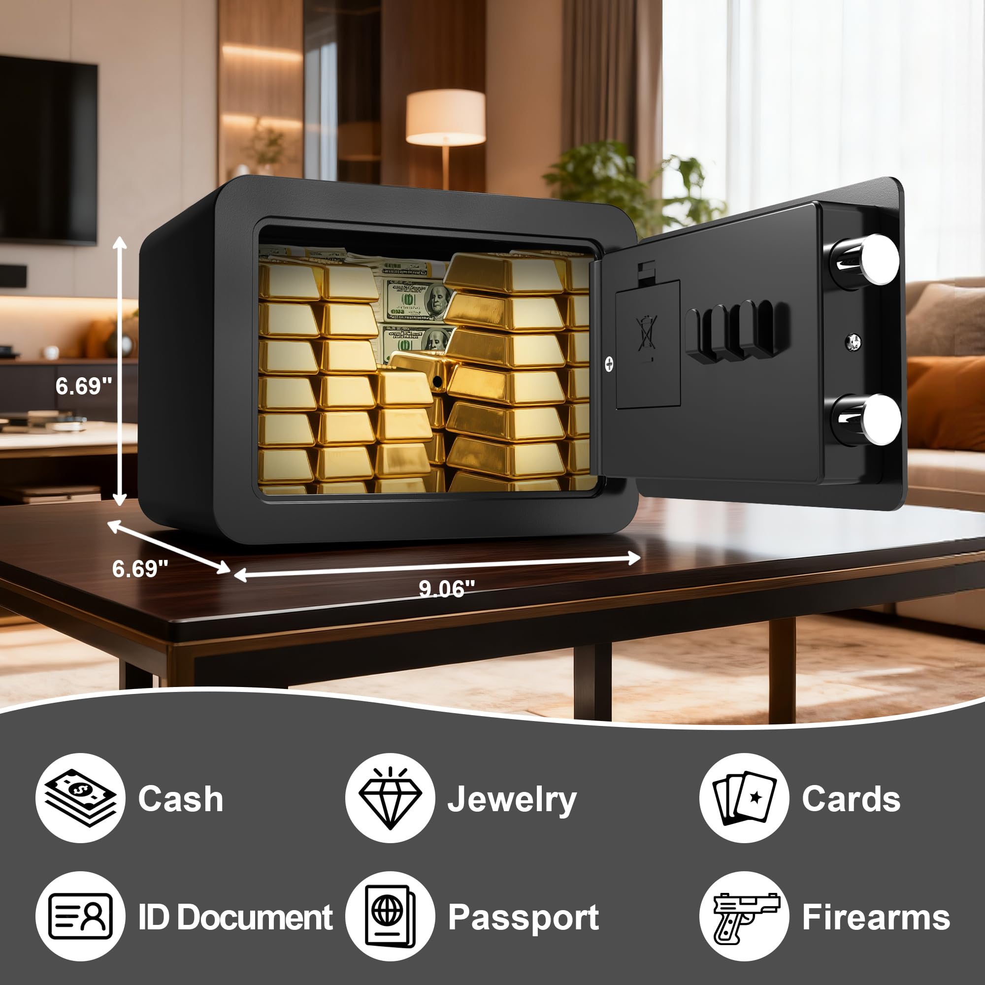 Prozora mini safe interior LED light aiding item location in dim spaces