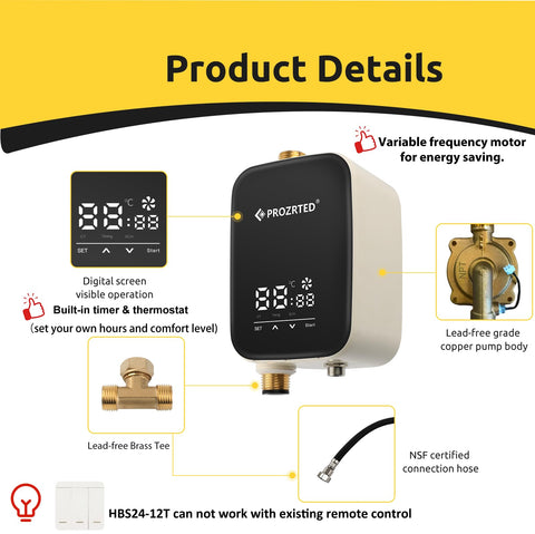 PROZRTED HBS24-12T smart constant temperature mode maintains comfort.