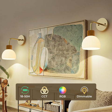 PRTILOUD two-pack sconces with remote for easy setup.