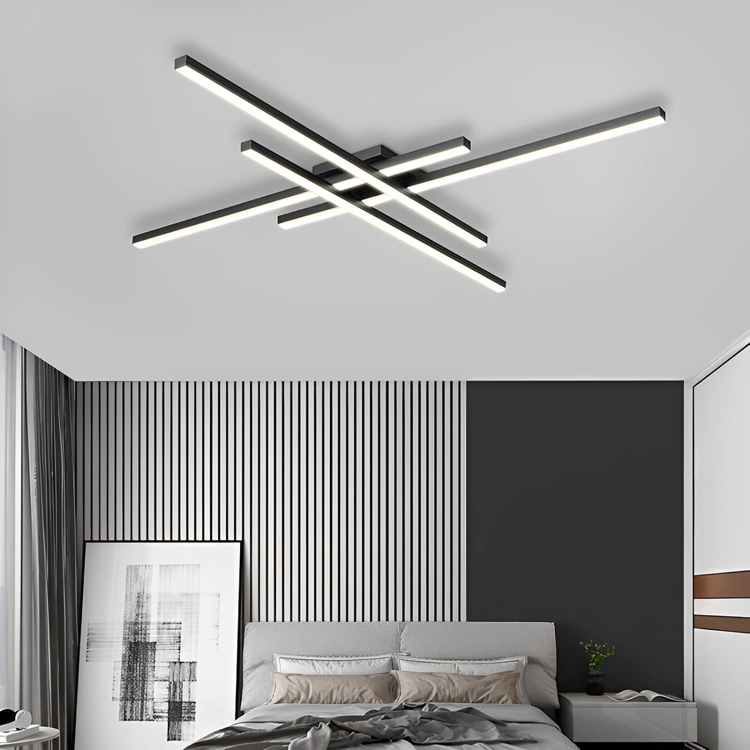 PRTSER black 4-light LED ceiling lamp adds contemporary style to space