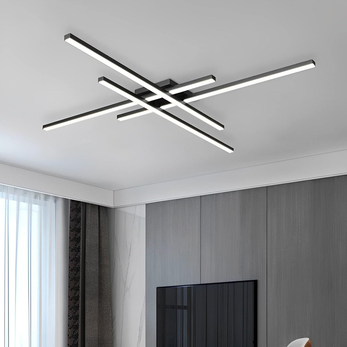 PRTSER cross-design 4-light ceiling fixture enhances ambient lighting