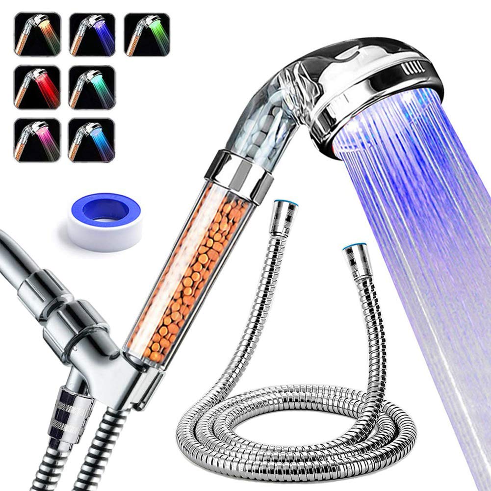 PRUGNA LED shower head with hose and bracket for easy installation