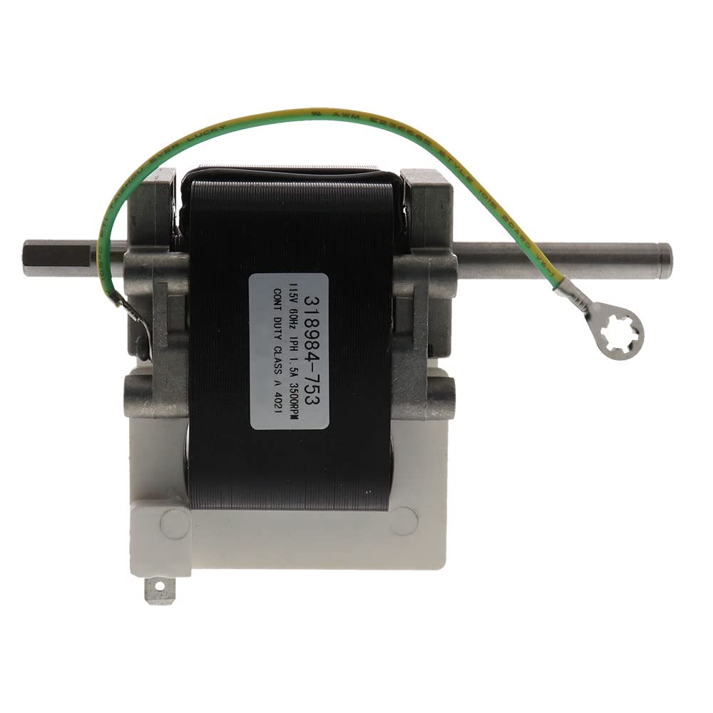 Prysm inducer motor technical specs label shows shaft, dimensions, and voltage.
