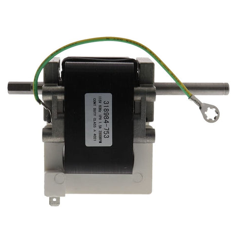Prysm inducer motor technical specs label shows shaft, dimensions, and voltage.