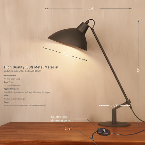 PSDSSHIIS desk lamp tall 22inch profile fits compact workspaces