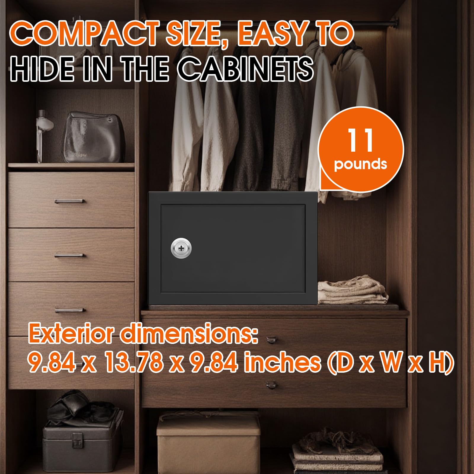 Psisuvry compact dimensions fit closets or walls for hidden protection.