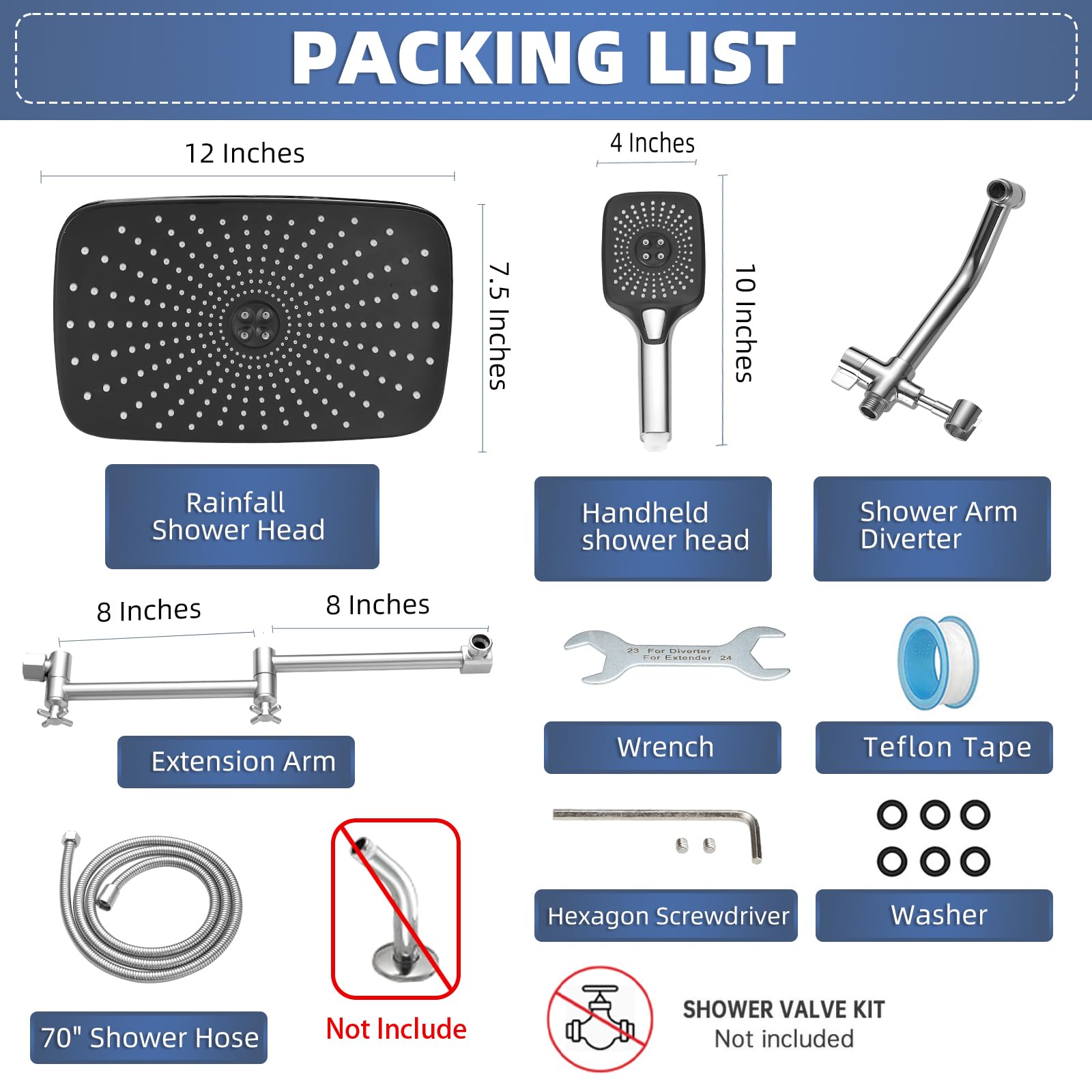 Psylc chrome dual-shower head with adjustable angle.
