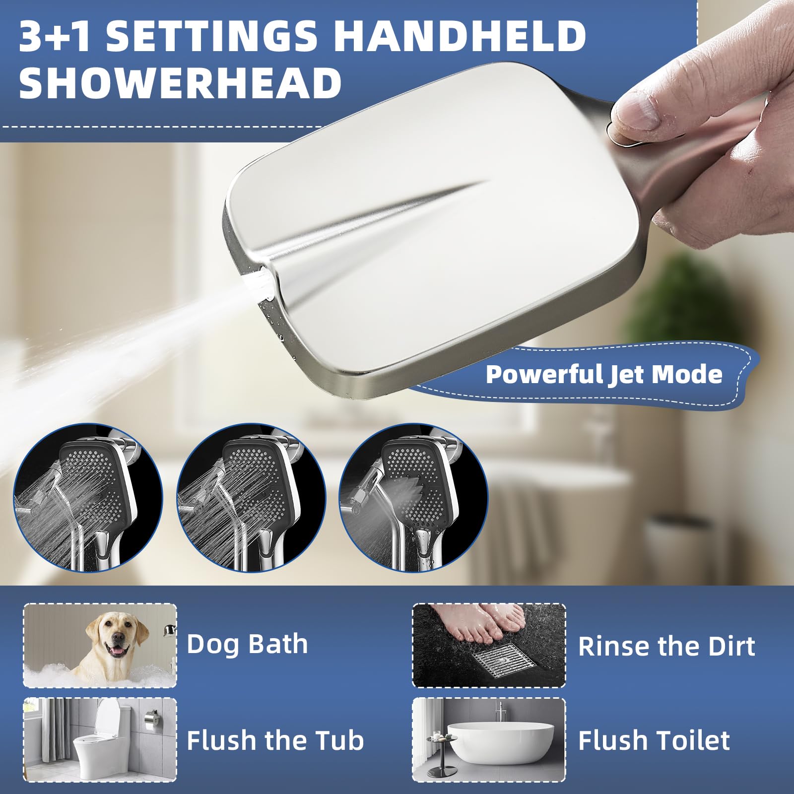 Psylc double shower head with handheld for versatile rinsing and full-body coverage.