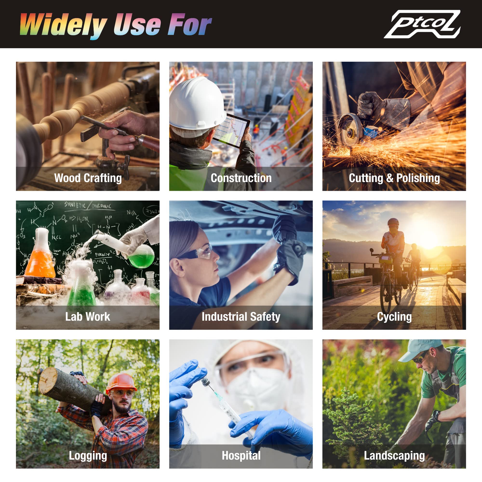 Ptcol ANSI Z87.1 certified safety glasses for reliable protection