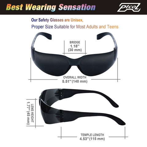 Ptcol dark tinted safety glasses reduce glare for outdoor work