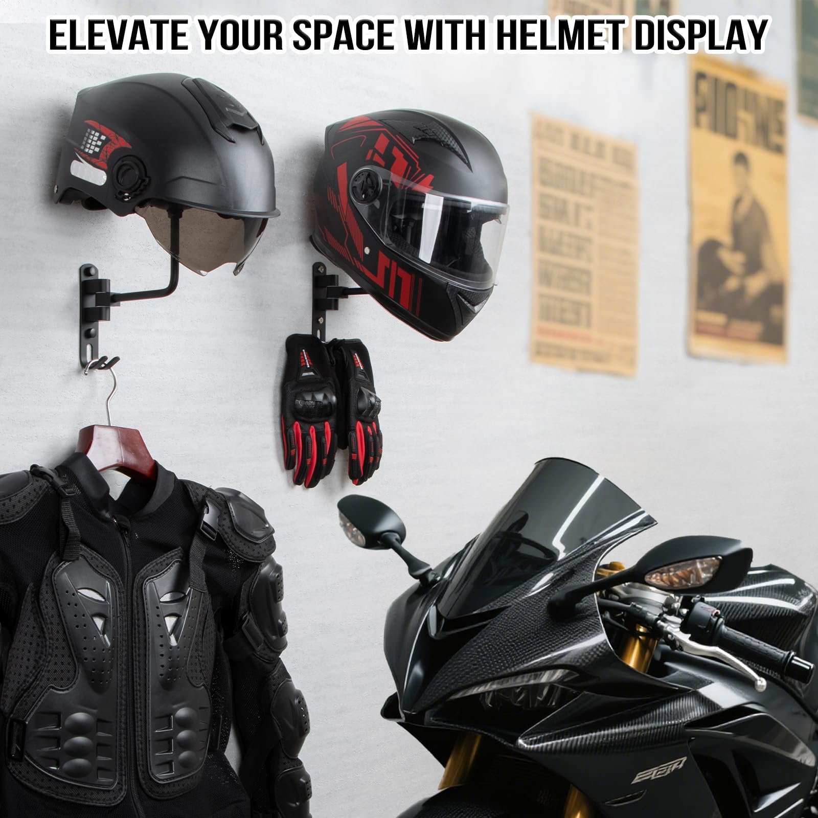PUERSI helmet holder 180-degree swivel enables easy access.