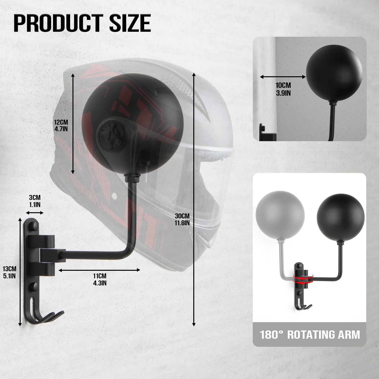 PUERSI helmet holder stainless ball detail highlights durability.