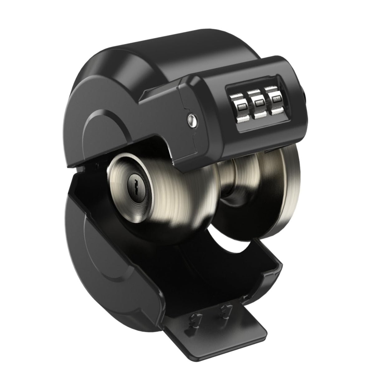 PUGED door knob lockout with code design for secure key-free locking