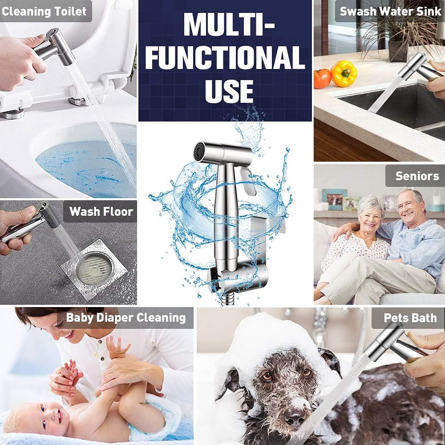 Pugrwei premium stainless steel bidet handle on a clean, modern kit.
