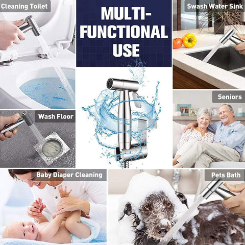 Pugrwei premium stainless steel bidet handle on a clean, modern kit.