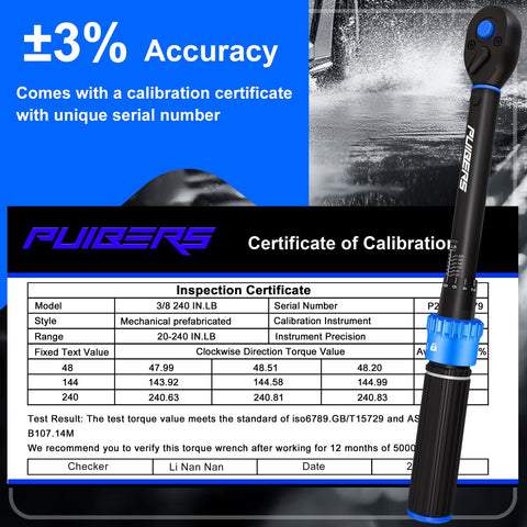 PUIBERS calibration certificate and 1-year warranty ensure reliable performance.