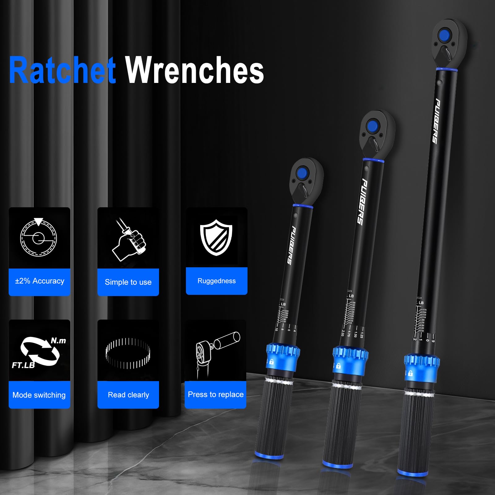 PUIBERS torque wrench set adapters for versatile socket compatibility