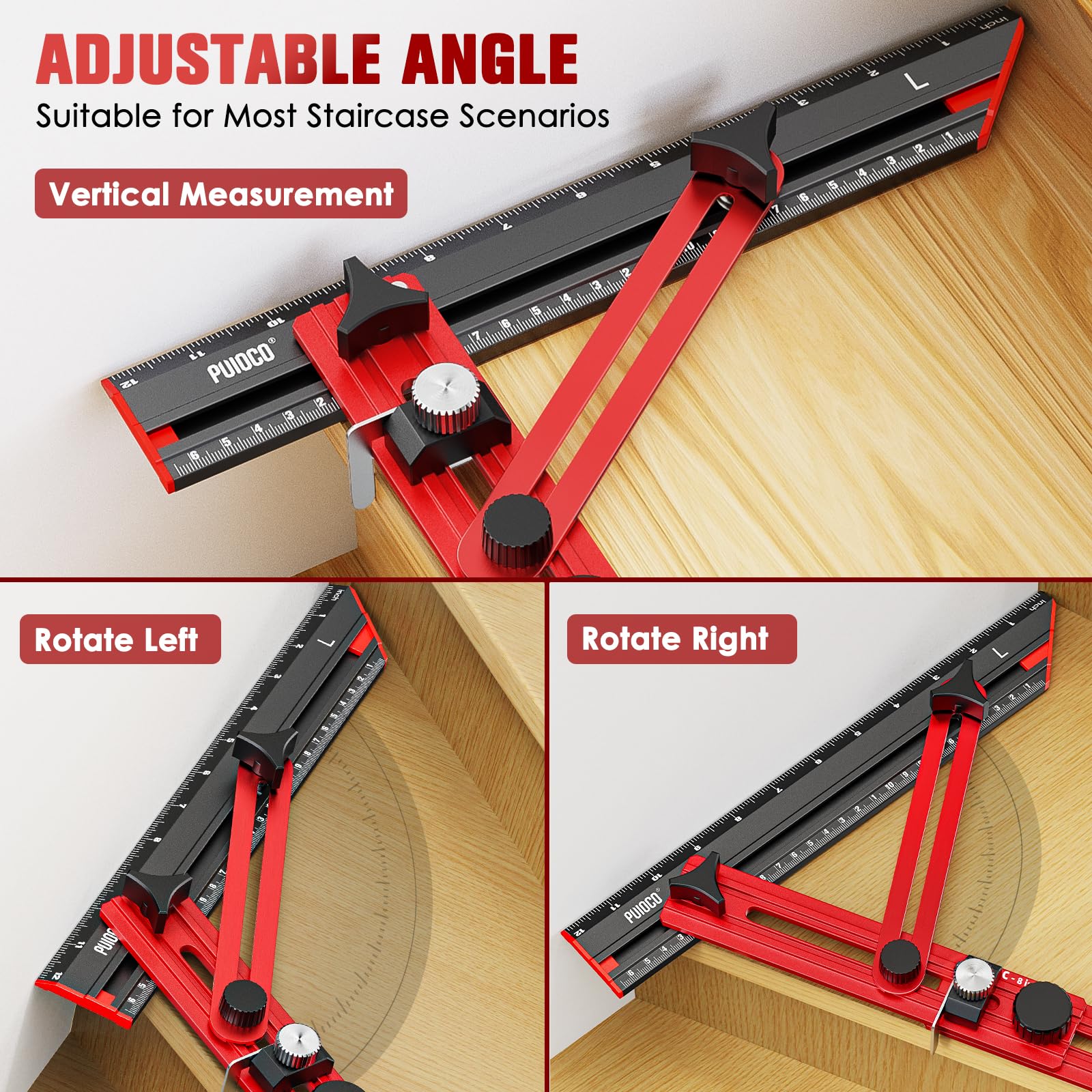 PUIOCO CNC anodized finish with laser-marked scales for long-lasting accuracy.