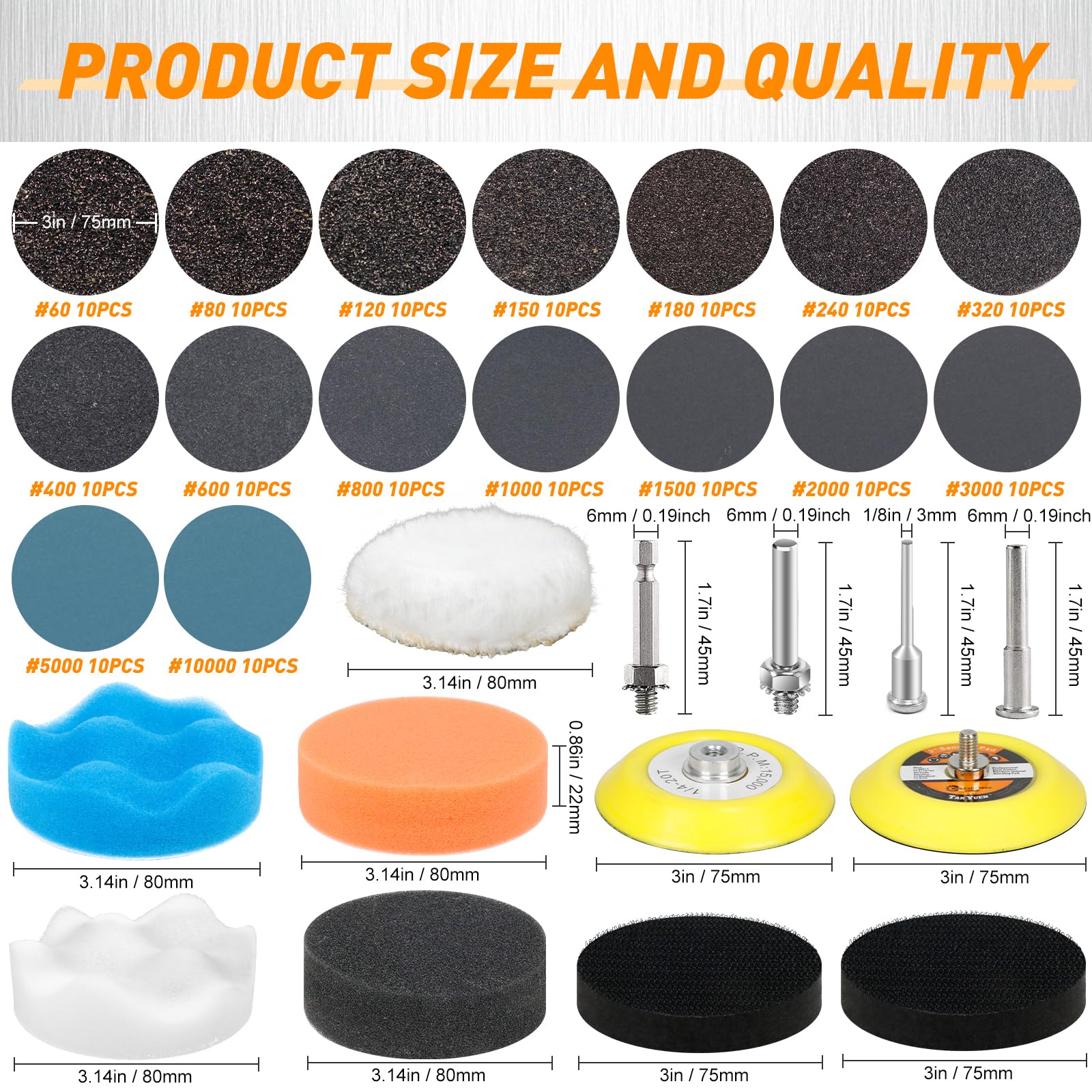 Pukamam 3-inch sanding discs collection for fast material removal and smooth surfaces