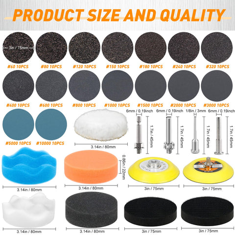 Pukamam 3-inch sanding discs collection for fast material removal and smooth surfaces