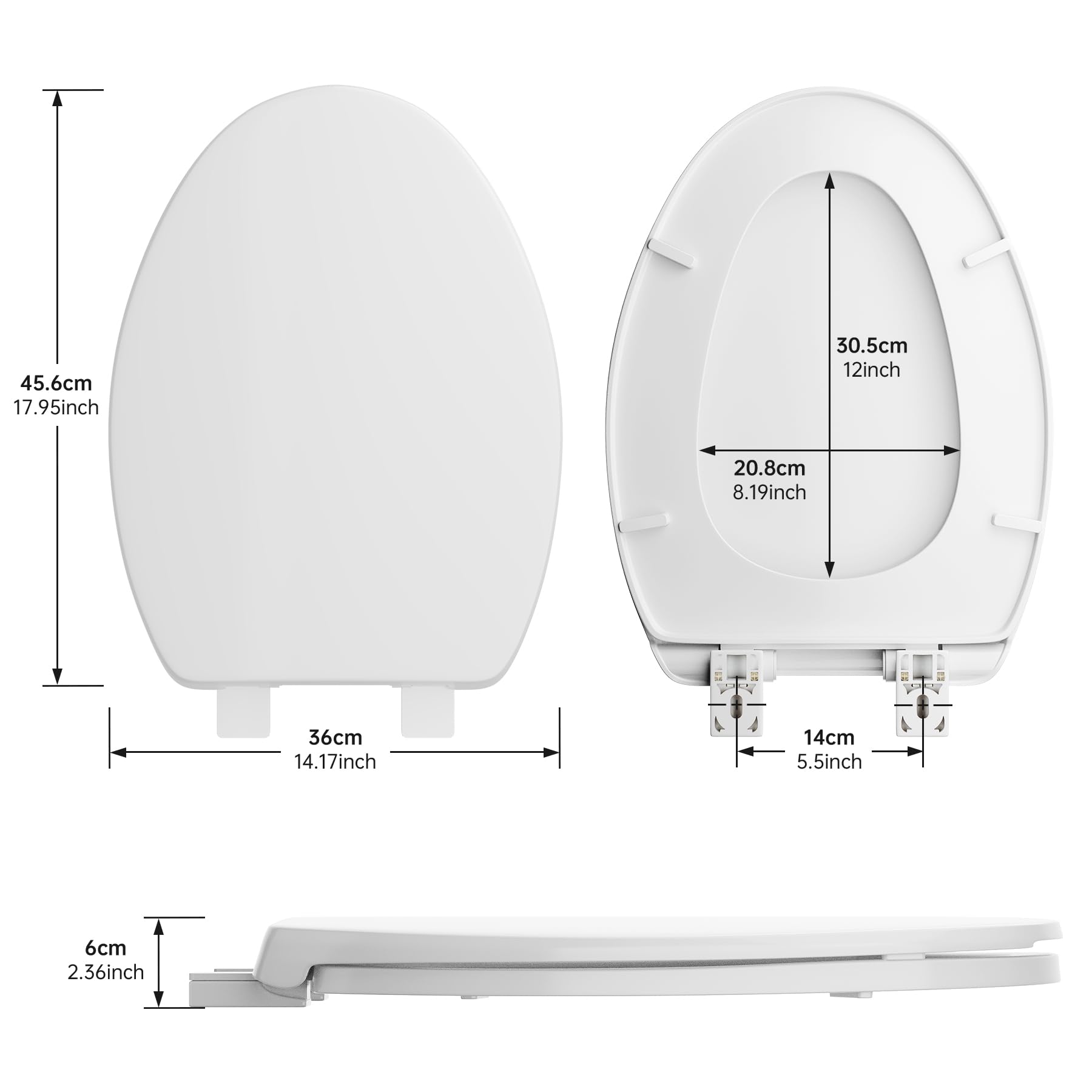PUKANIUM slow close seat reduces noise during closing and prevents finger pinches.