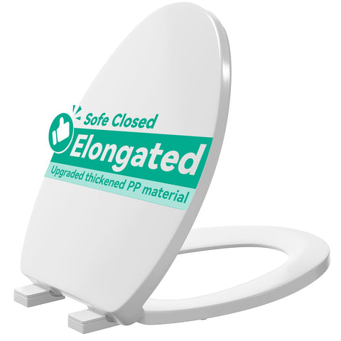 PUKANIUM toilet seat elongated with cover for quiet, secure closure.