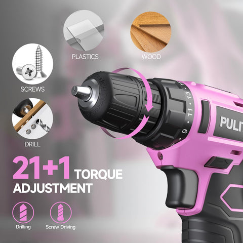 PULITUO 12V drill with built-in LED provides precise visibility