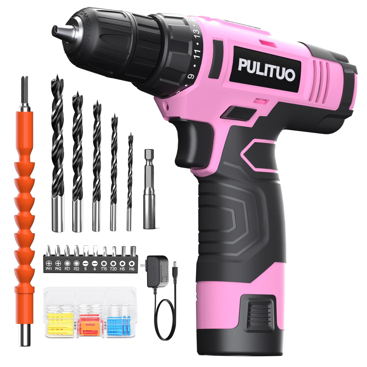 PULITUO 12V cordless drill with compact body for tight spaces