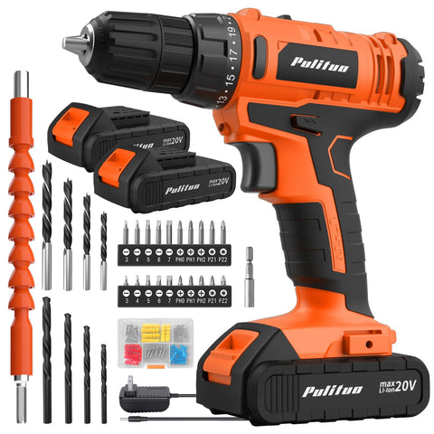 PULITUO 20V drill front view for compact home projects and precise drilling