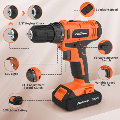 PULITUO 3/8 inch keyless chuck enables quick bit changes