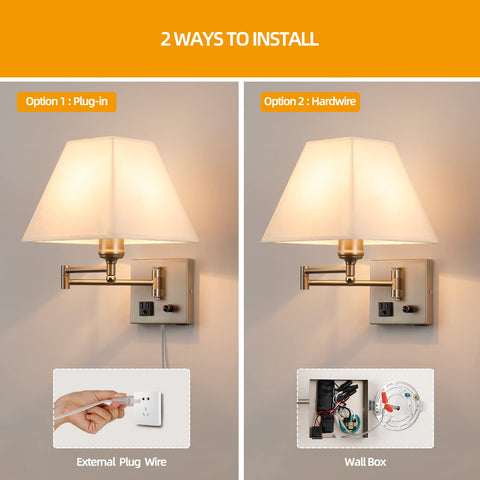 Satin nickel finish and white fabric shade on PULLCU wall lamp for modern bedrooms.