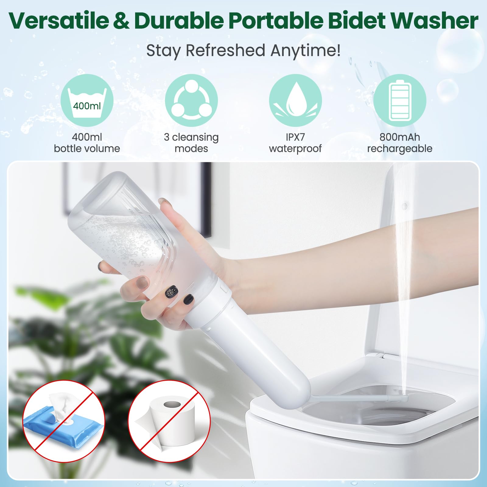 PulsZen bidet with three spray modes for personalized cleansing.