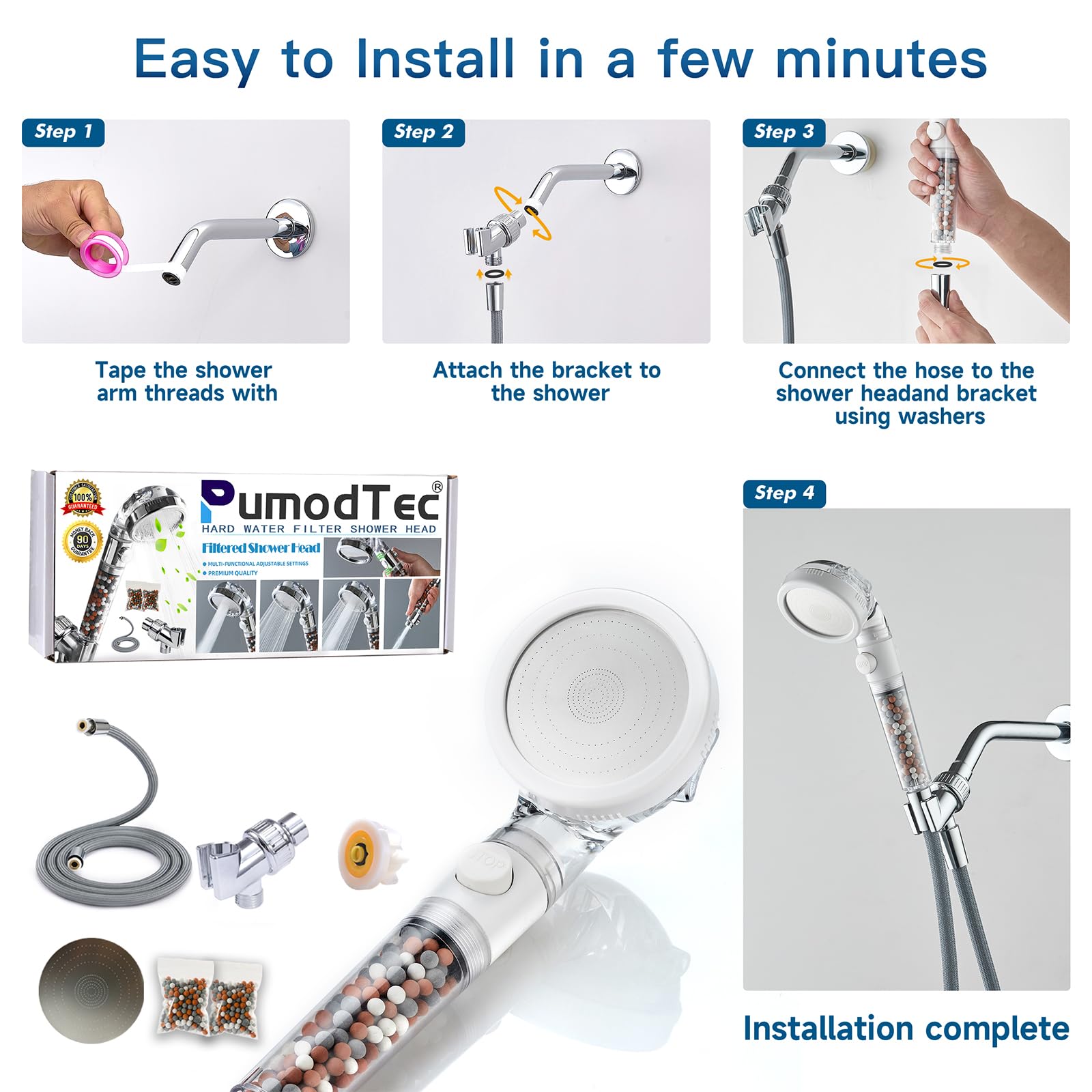 PumodTec easy no-tools installation with included accessories.