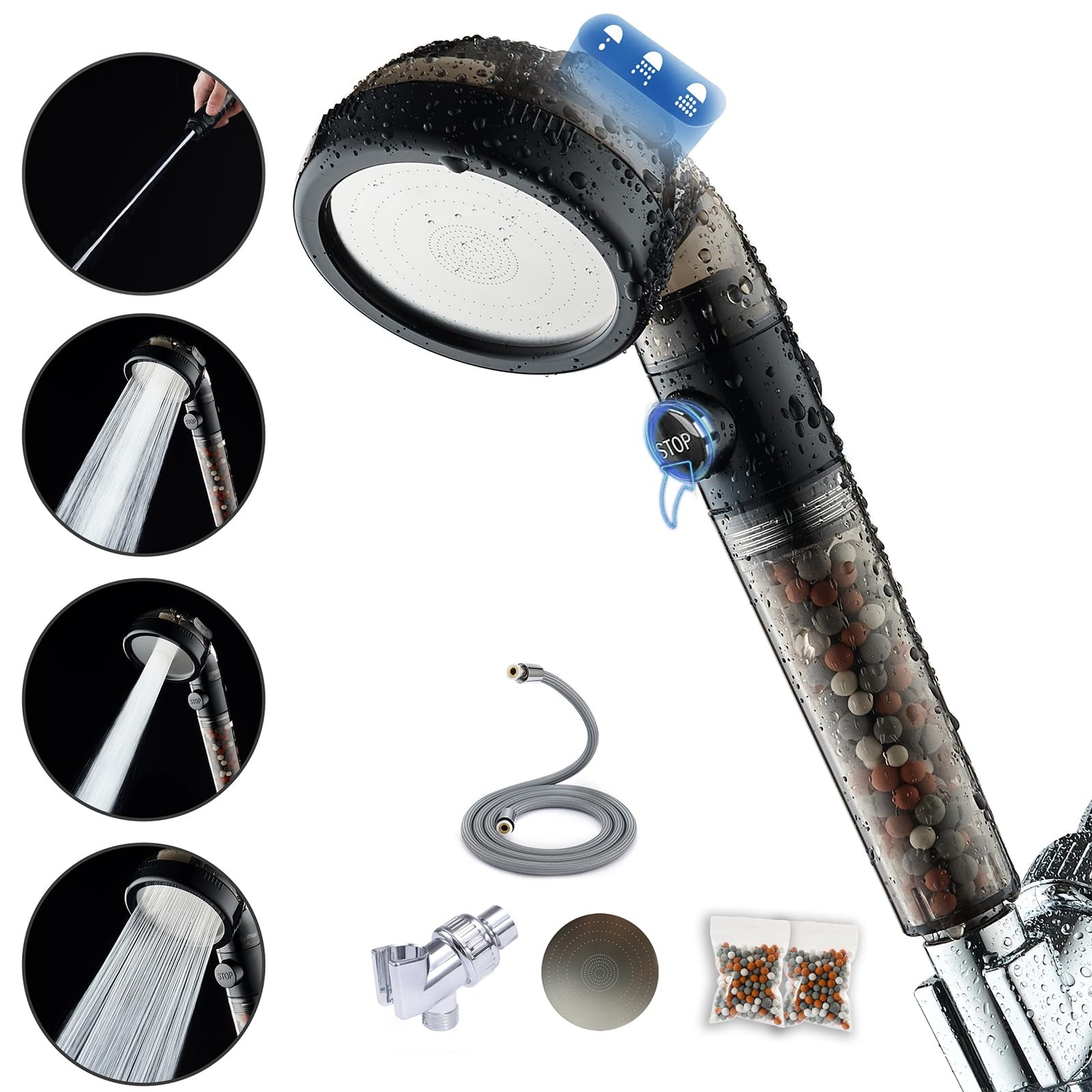 PumodTec filtered shower head handheld soft touch delivers gentler water flow
