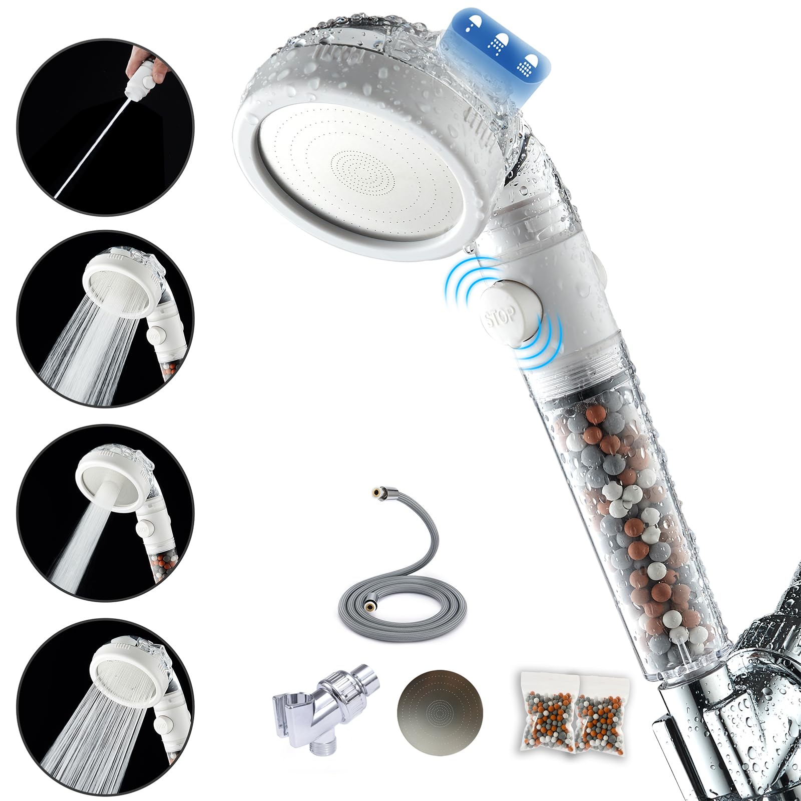 PumodTec filtered shower head handheld for soft water and invigorating rinse.