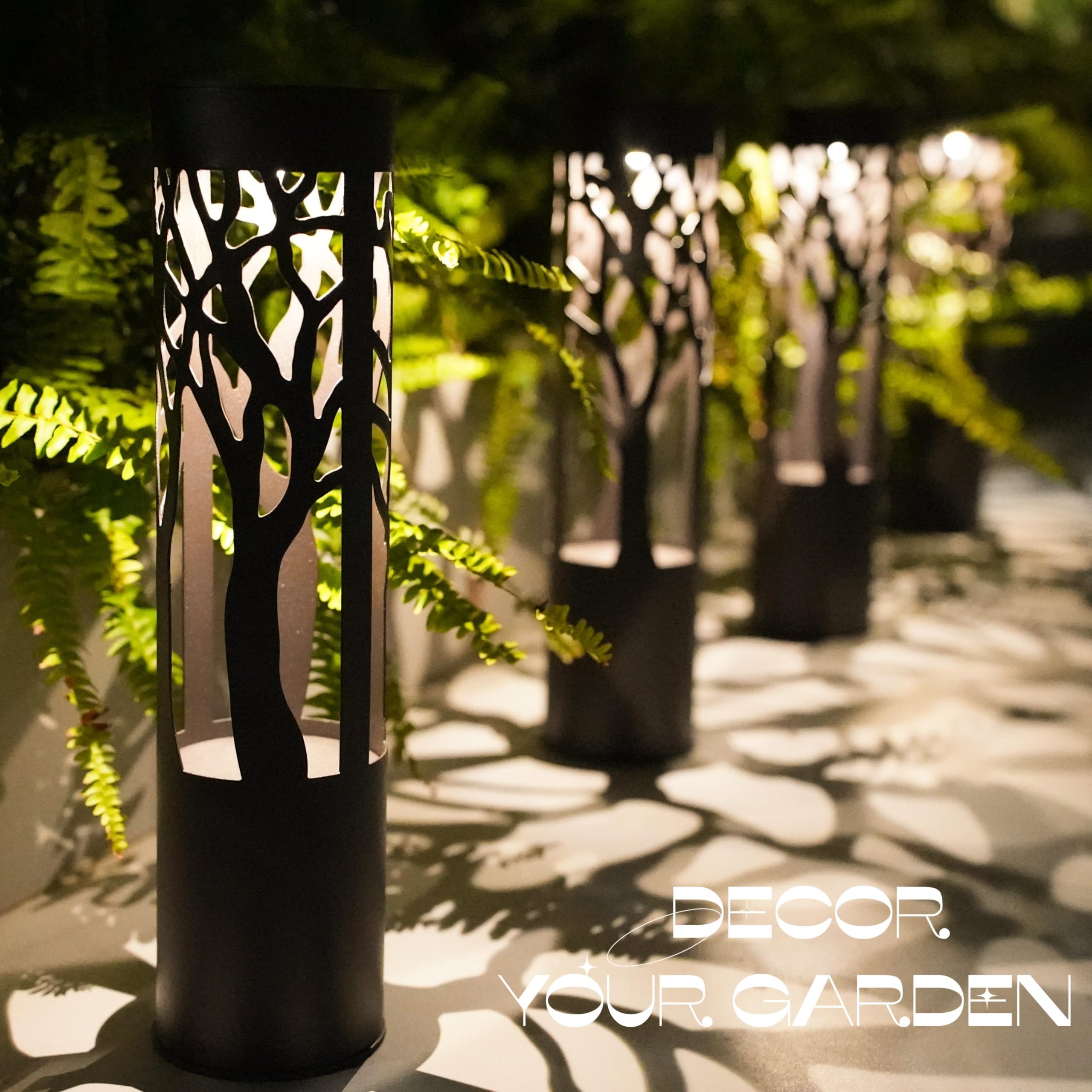 PUMPSUN bollard-style solar light with warm white LED for patios and driveways.