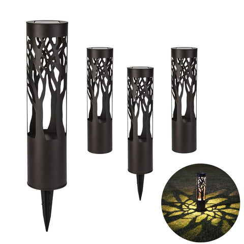 PUMPSUN solar pathway light with oil-rubbed bronze tree pattern for garden walkways.