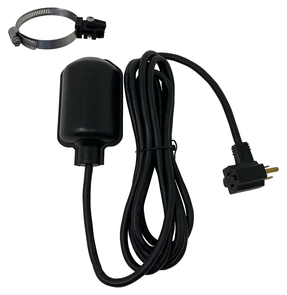 PumpSpy sump pump tethered float switch with piggyback plug for universal connection