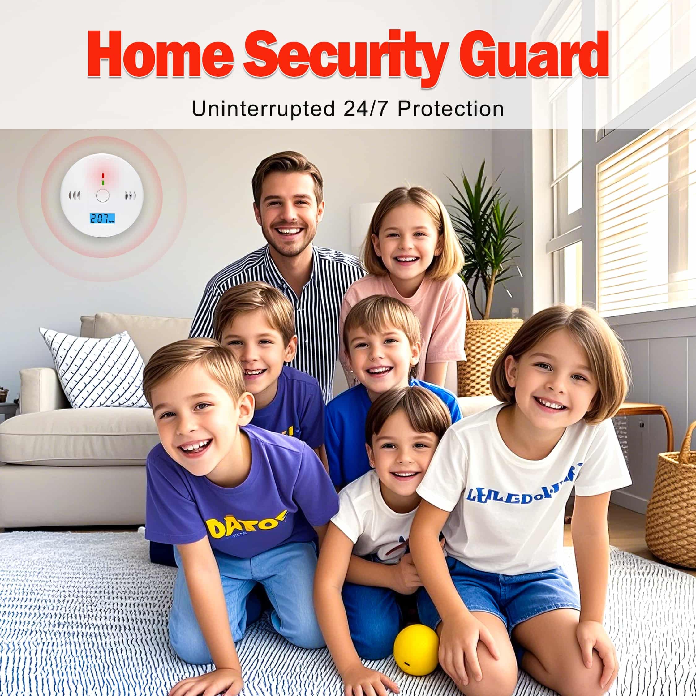 Pumwry CO detector LCD display shows real-time CO levels