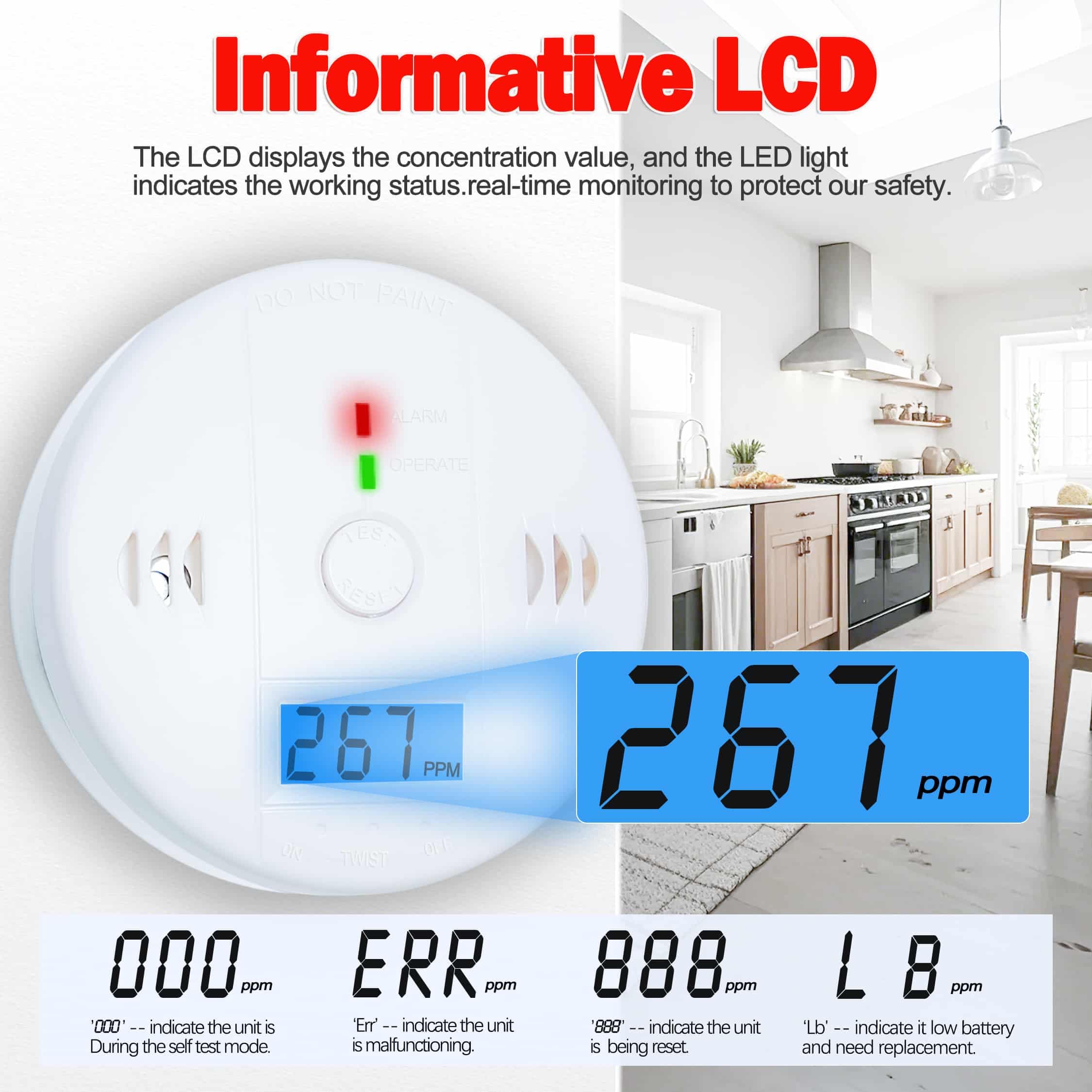 Pumwry CO detector wall-mount setup for easy installation